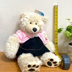 Build a Bear Workshop Polar Bear with embroidered paws and pink sweater